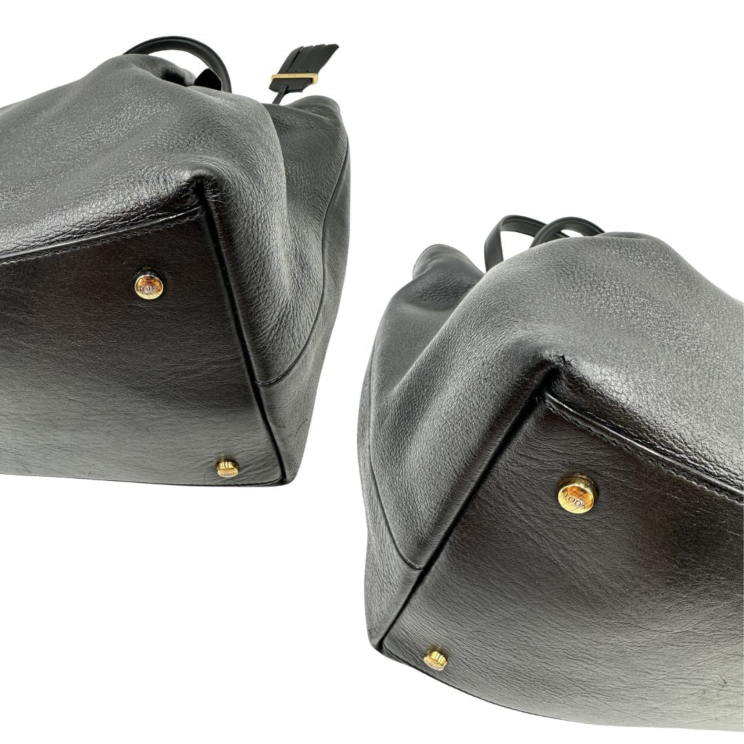 angoli  borsa shopper Tod's in pelle nera