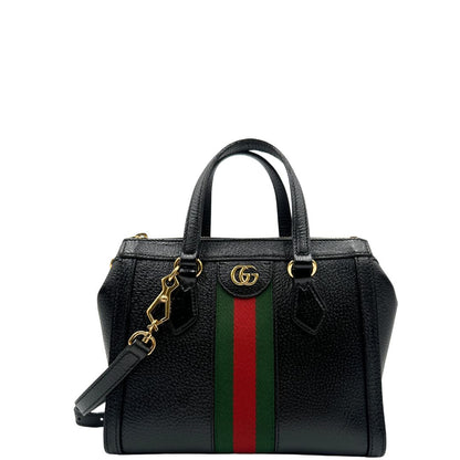 front Borsa Gucci in pelle nera impreziosita da iconica striscia Web verde e rossa, di lusso, originale, ottime condizioni, usata 