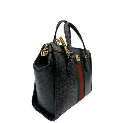 lato Borsa Gucci in pelle nera impreziosita da iconica striscia Web verde e rossa, di lusso, originale, ottime condizioni, usata 