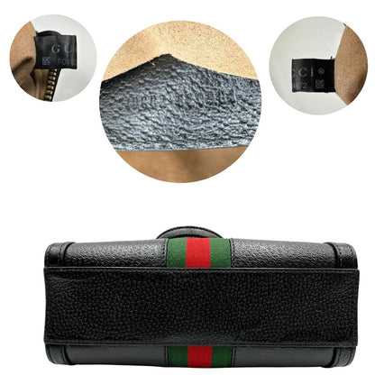 base Borsa Gucci in pelle nera impreziosita da iconica striscia Web verde e rossa, di lusso, originale, ottime condizioni, usata 