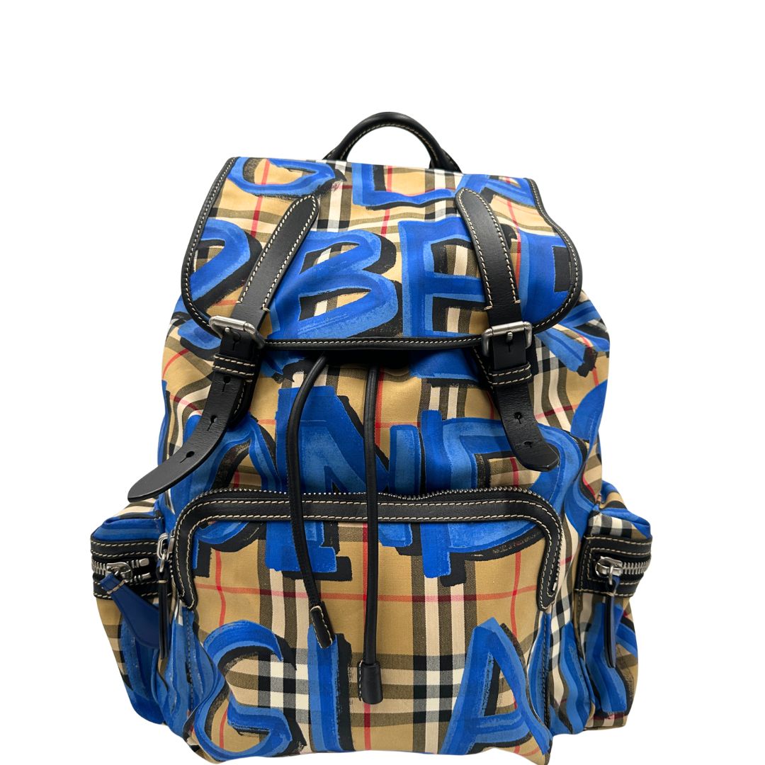 Zaino Burberry Check Graffiti Print Rucksack