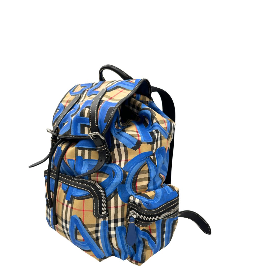 Zaino Burberry Check Graffiti Print Rucksack
