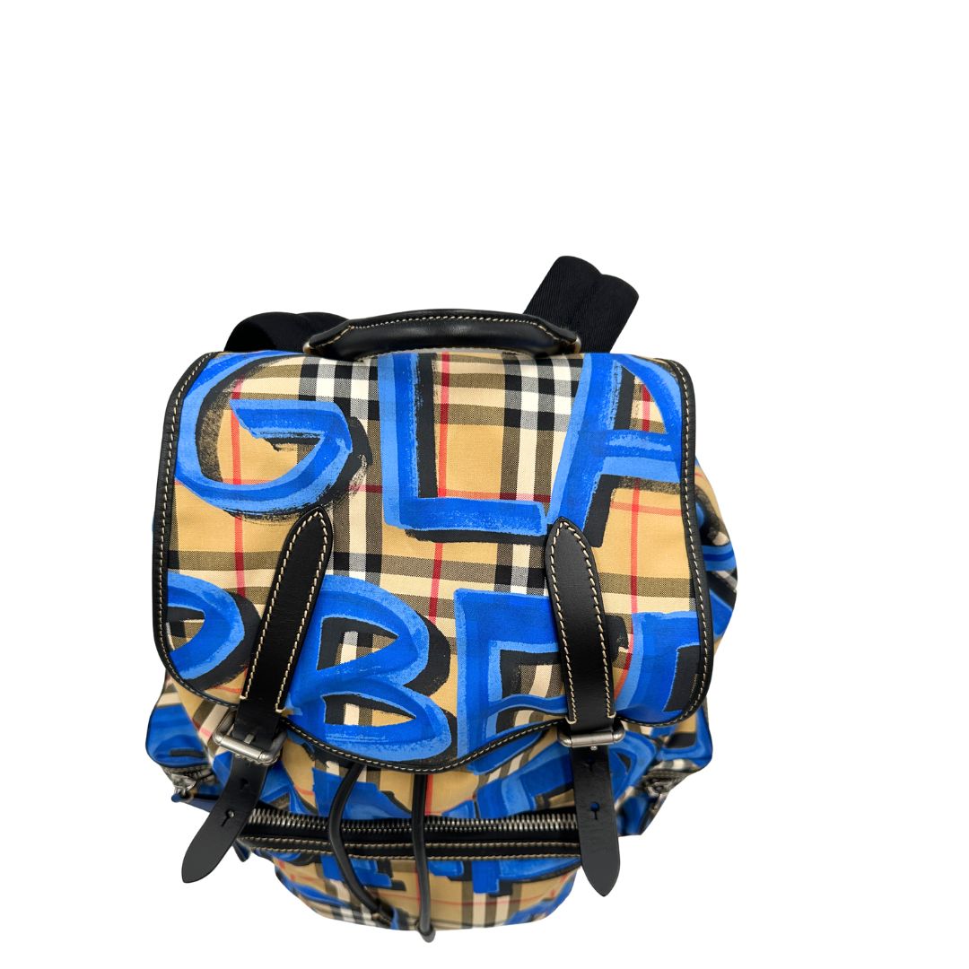 Zaino Burberry Check Graffiti Print Rucksack