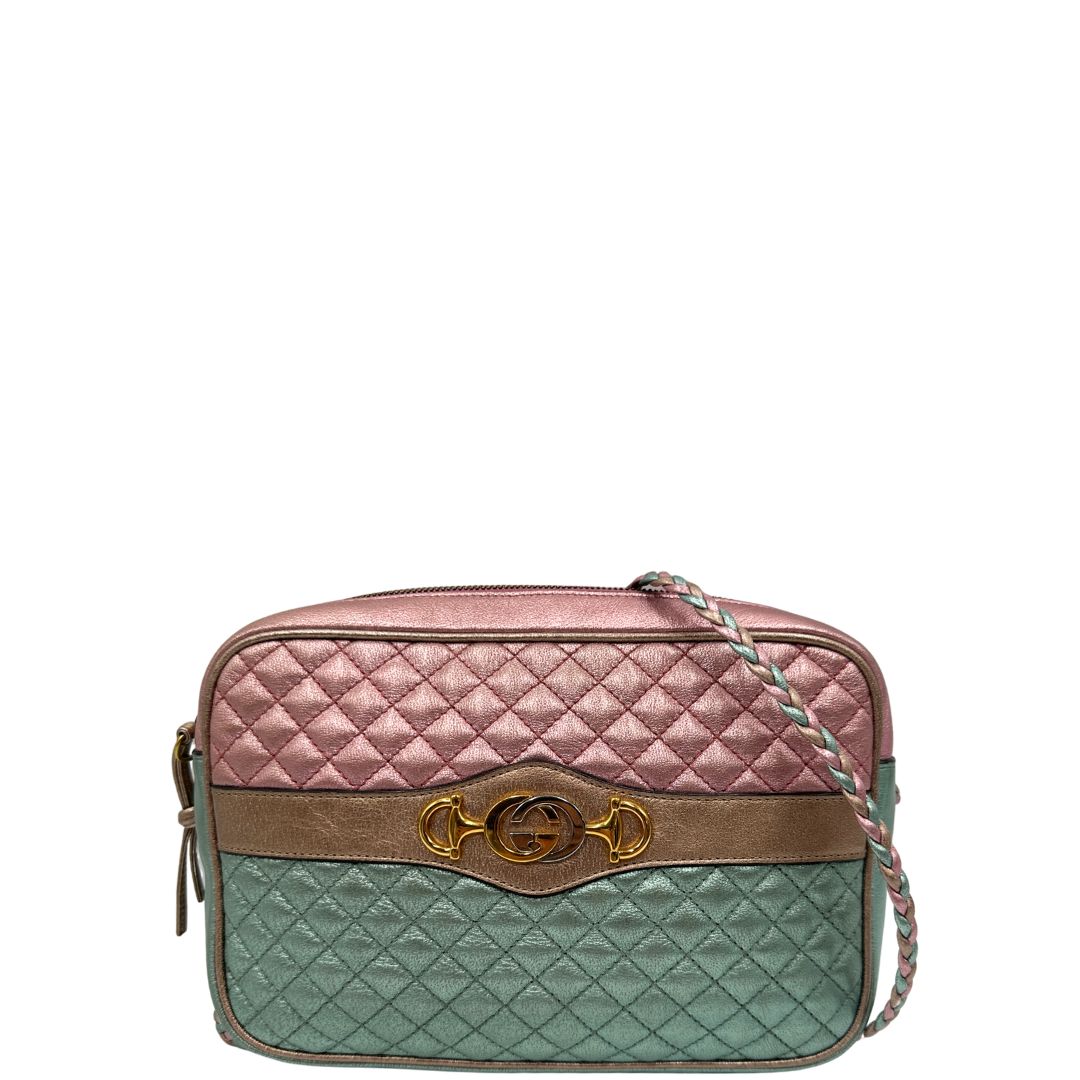 front Borsa Gucci in pelle laminata bicolore, di lusso, originale, ottime condizioni, usata 
