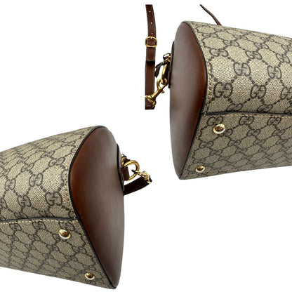 angoli Bauletto Gucci in canvas GG e pelle marrone, di lusso, originale, usato 