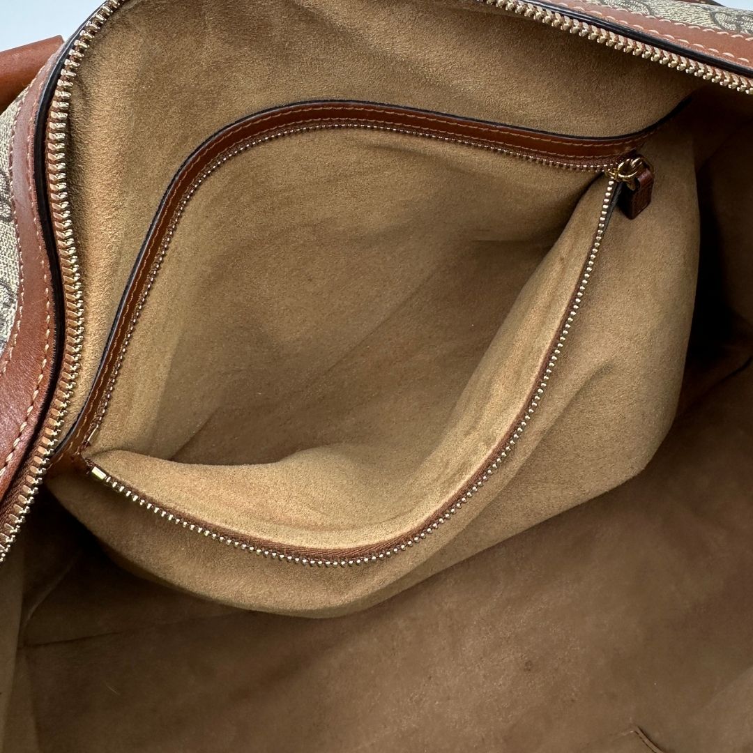 interno Bauletto Gucci in canvas GG e pelle marrone, di lusso, originale, usato