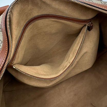 interno Bauletto Gucci in canvas GG e pelle marrone, di lusso, originale, usato