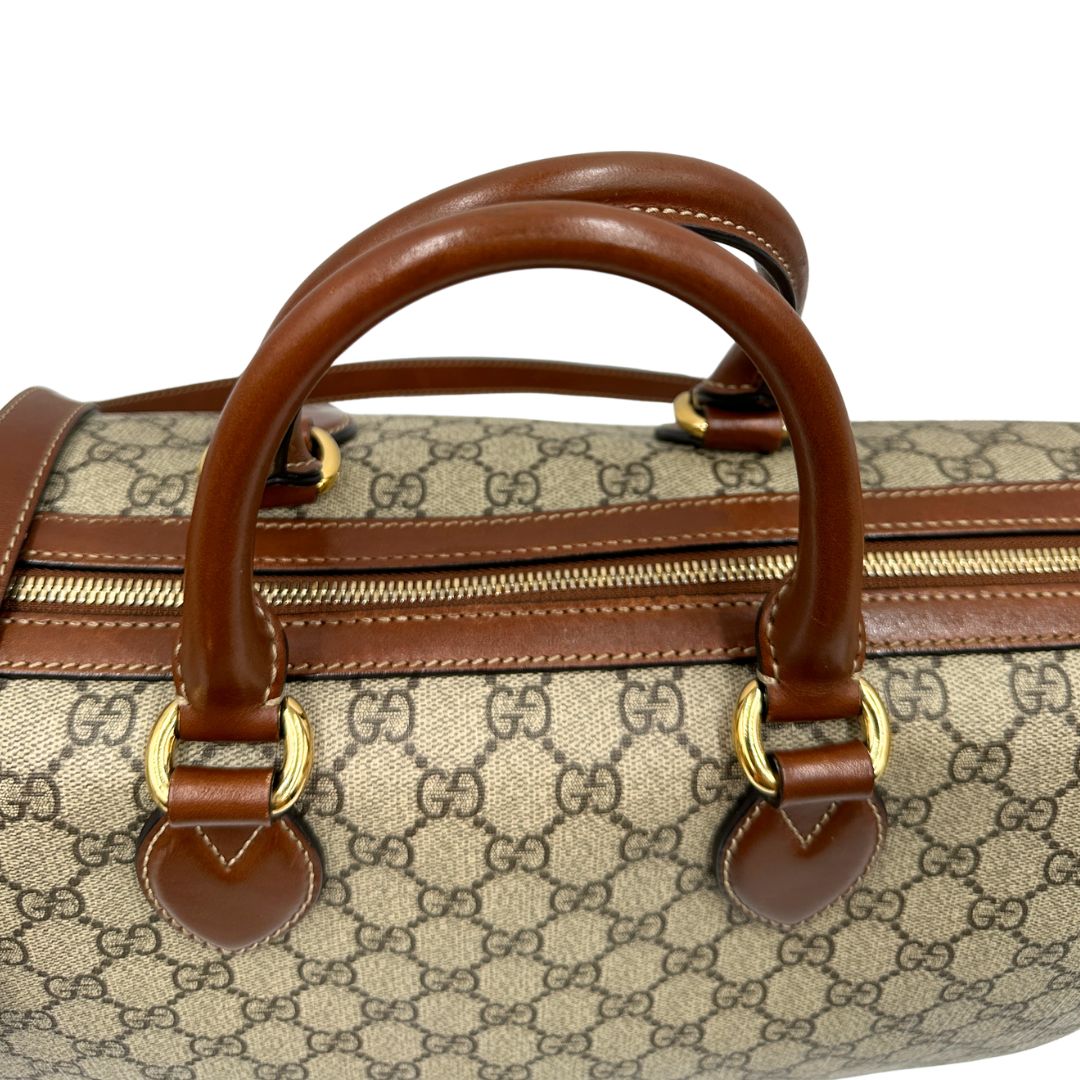 manici Bauletto Gucci in canvas GG e pelle marrone, di lusso, originale, usato 
