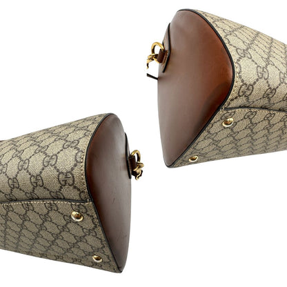 angoli Bauletto Gucci in canvas GG e pelle marrone, di lusso, originale, usato 