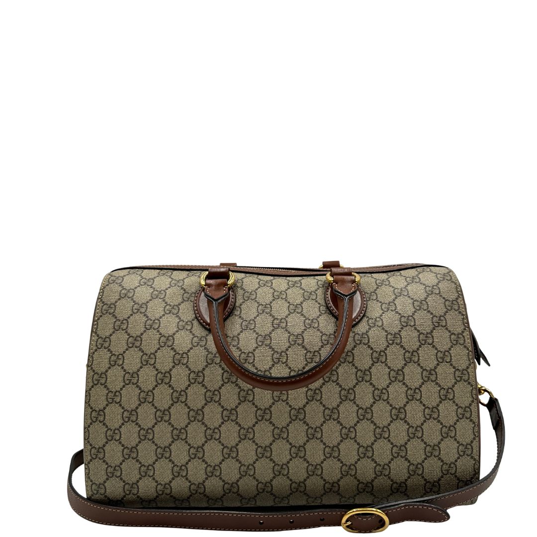 retro Bauletto Gucci in canvas GG e pelle marrone, di lusso, originale, usato 