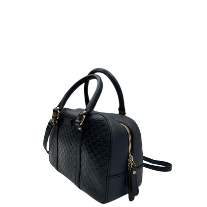 lato  Bauletto Gucci in pelle blu notte trama microguccissima, di lusso, originale, usata 
