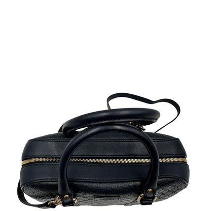manici  Bauletto Gucci in pelle blu notte trama microguccissima, di lusso, originale, usata