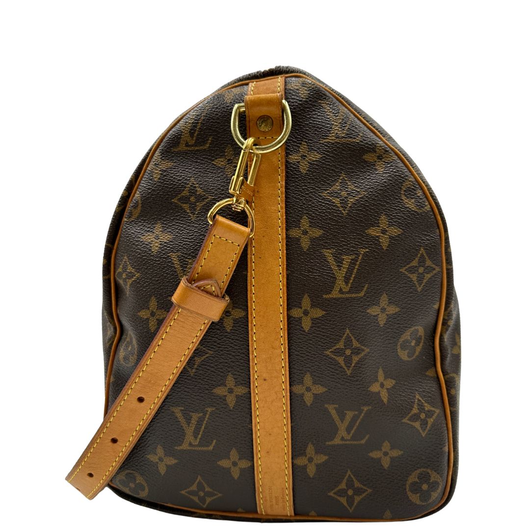 lato  Speedy Louis Vuitton in canvas marrone, di lusso, originale, ottime condizioni, usata 