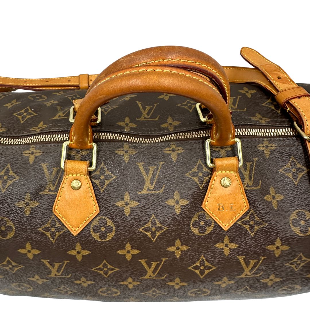 manici  Speedy Louis Vuitton in canvas marrone, di lusso, originale, ottime condizioni, usata 