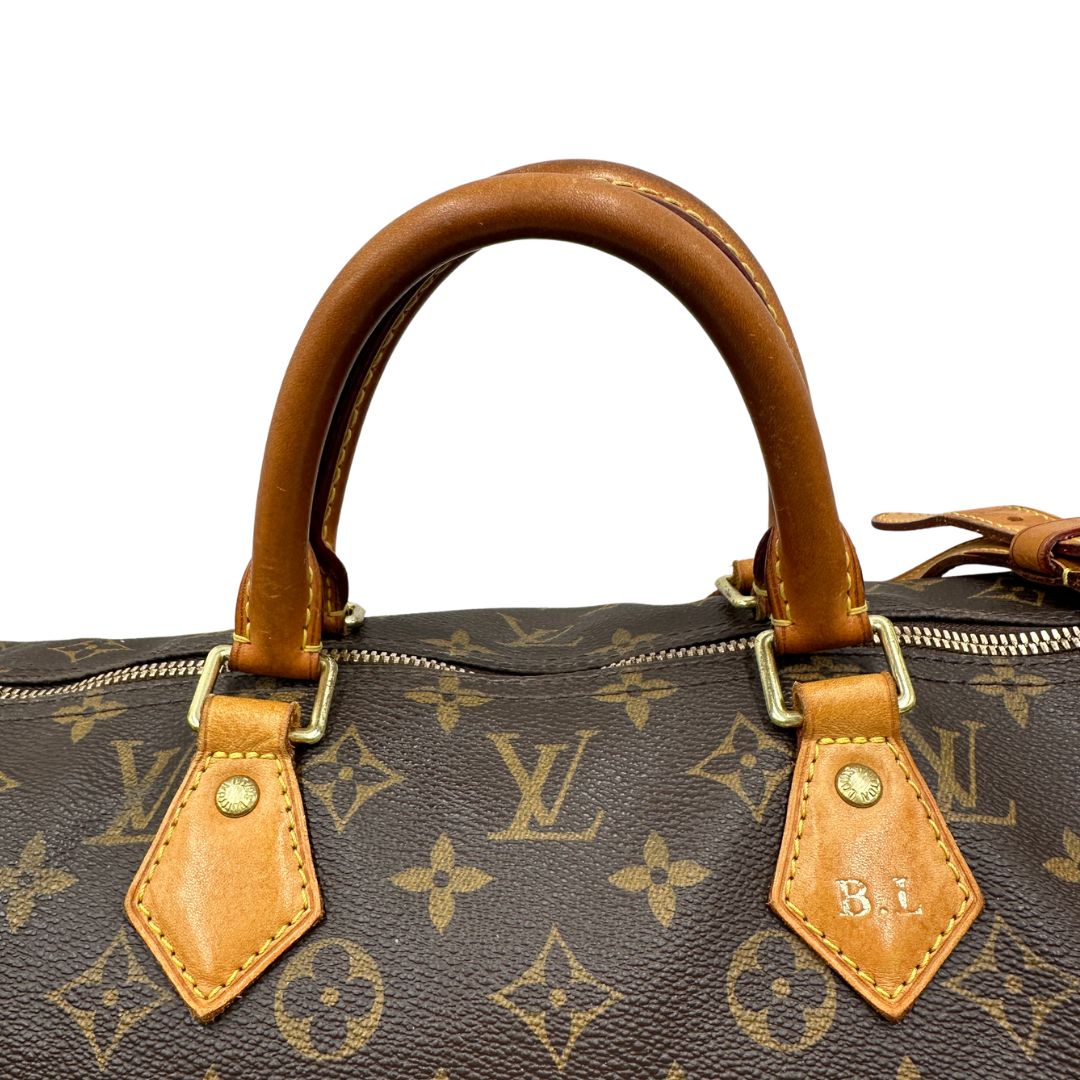 manici  Speedy Louis Vuitton in canvas marrone, di lusso, originale, ottime condizioni, usata 