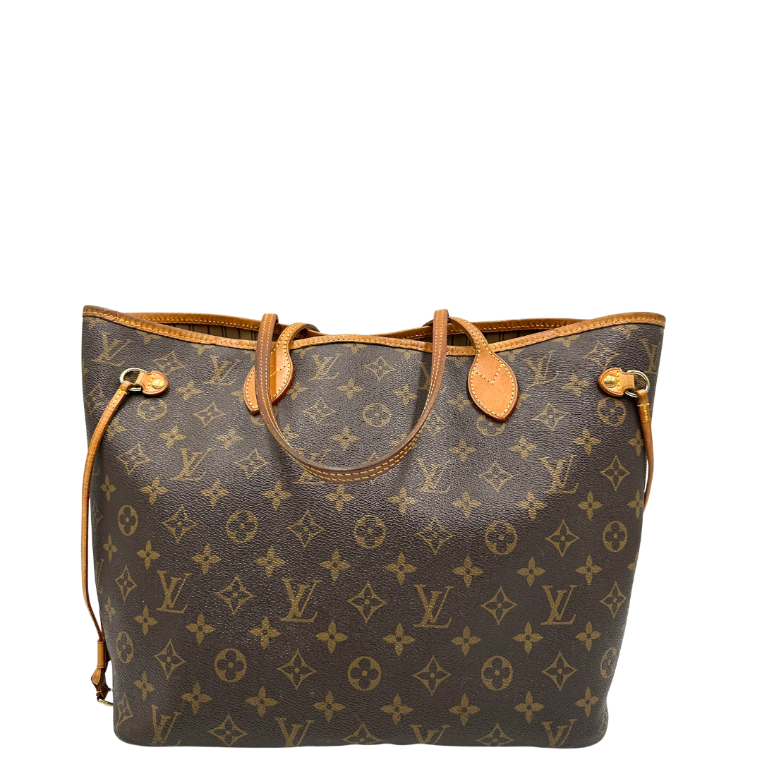 Retro, Louis Vuitton Neverfull nella versione MM in canvas monogram. Indossabile a spalla. Originale, usata, di lusso, in ottime condizioni.