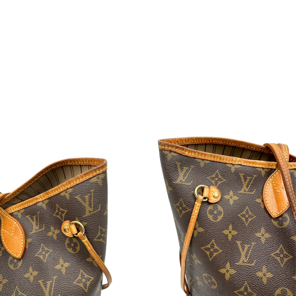 Louis Vuitton Neverfull nella versione MM in canvas monogram. Indossabile a spalla. Originale, usata, di lusso, in ottime condizioni.