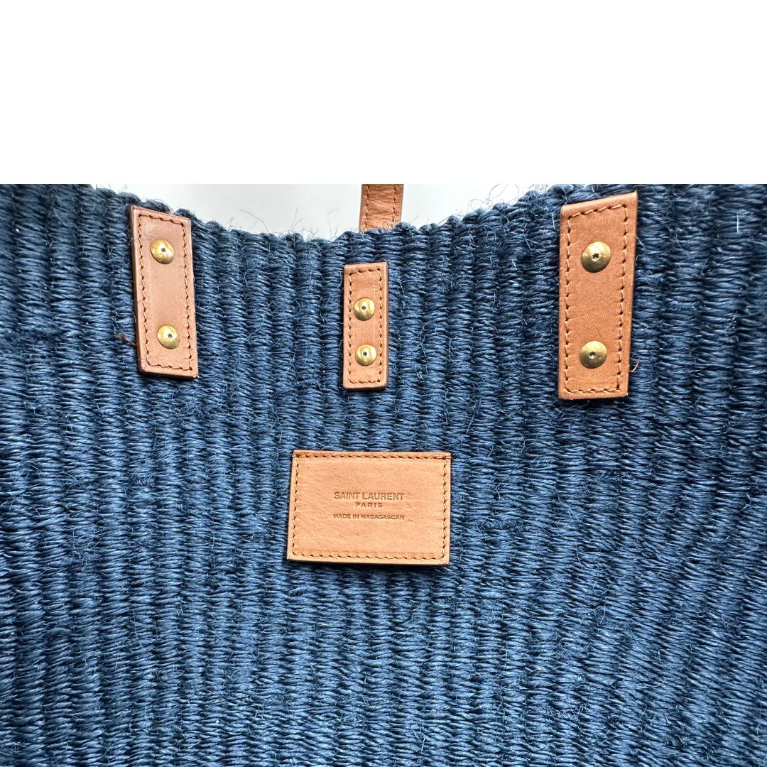  Borsa Saint Laurent realizzata in rafia blu