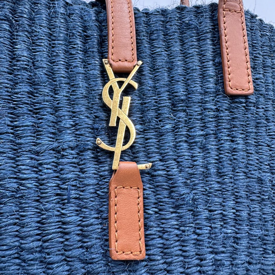  Borsa Saint Laurent realizzata in rafia blu
