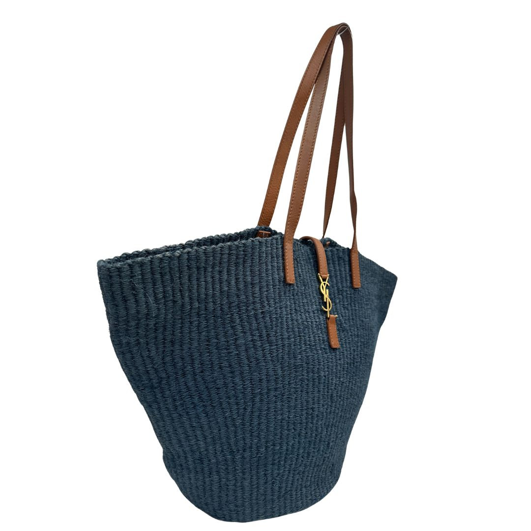 layo  Borsa Saint Laurent realizzata in rafia blu 