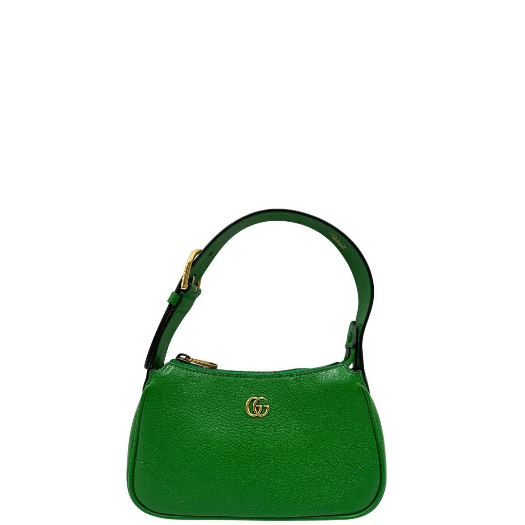 front  Borsa Gucci Aphrodite mini in pelle verde, di lusso, originale, ottime condizioni, usata 