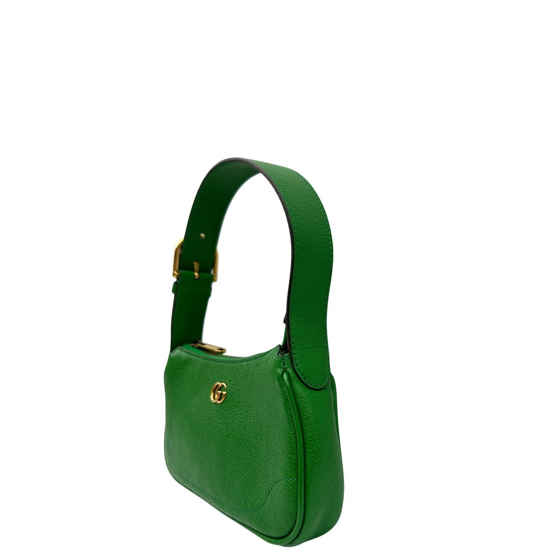 lato  Borsa Gucci Aphrodite mini in pelle verde, di lusso, originale, ottime condizioni, usata 