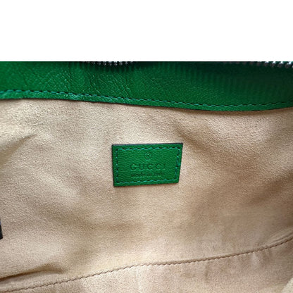 interno  Borsa Gucci Aphrodite mini in pelle verde, di lusso, originale, ottime condizioni, usata 