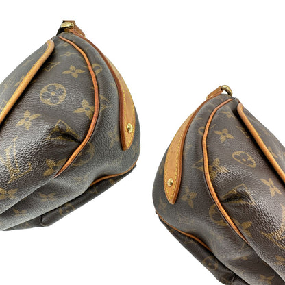  angoli Borsa LV in canvas marrone monogram con finiture in vacchetta naturale