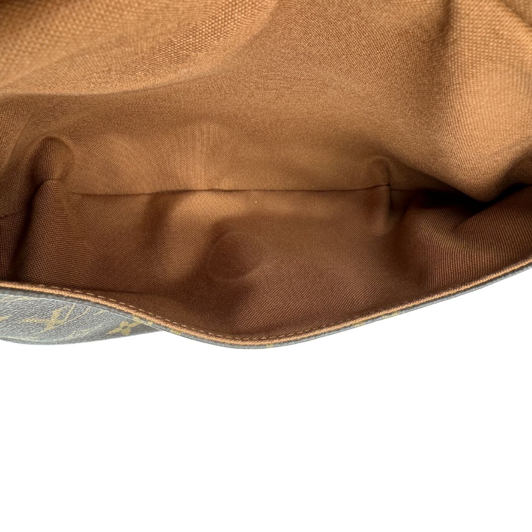  Borsa LV in canvas marrone monogram con finiture in vacchetta naturale