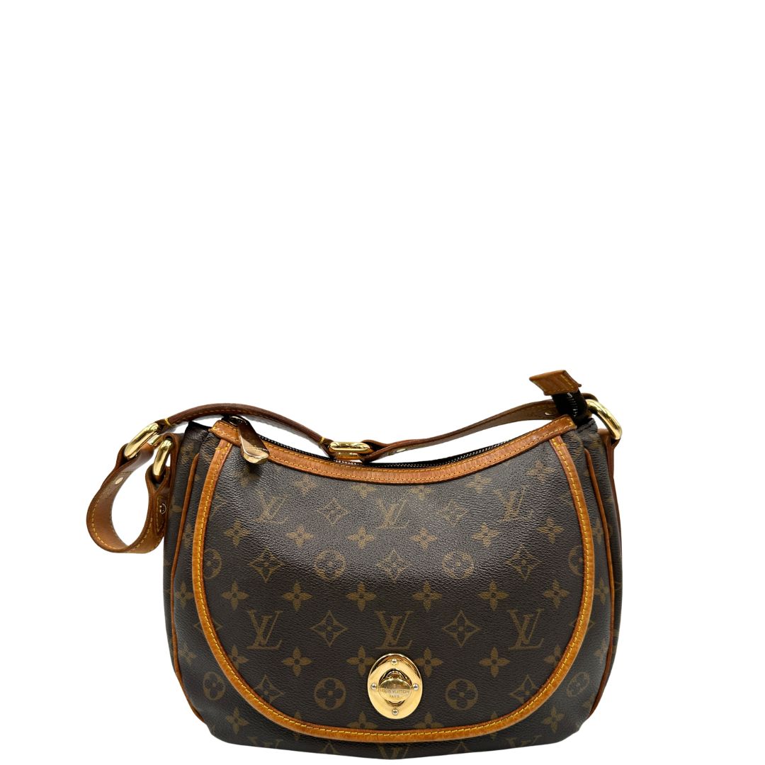 front  Borsa LV in canvas marrone monogram con finiture in vacchetta naturale 