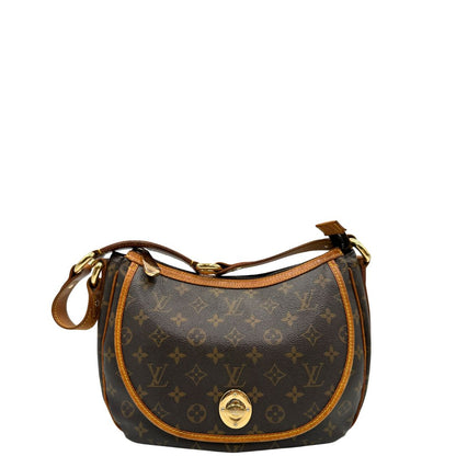 front  Borsa LV in canvas marrone monogram con finiture in vacchetta naturale 