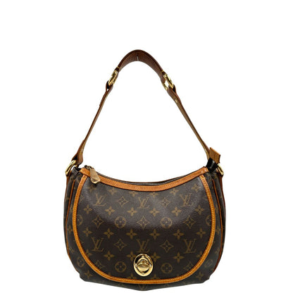 front  Borsa LV in canvas marrone monogram con finiture in vacchetta naturale 