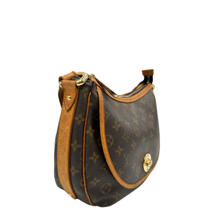 lato  Borsa LV in canvas marrone monogram con finiture in vacchetta naturale 