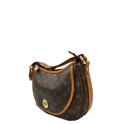lato  Borsa LV in canvas marrone monogram con finiture in vacchetta naturale 