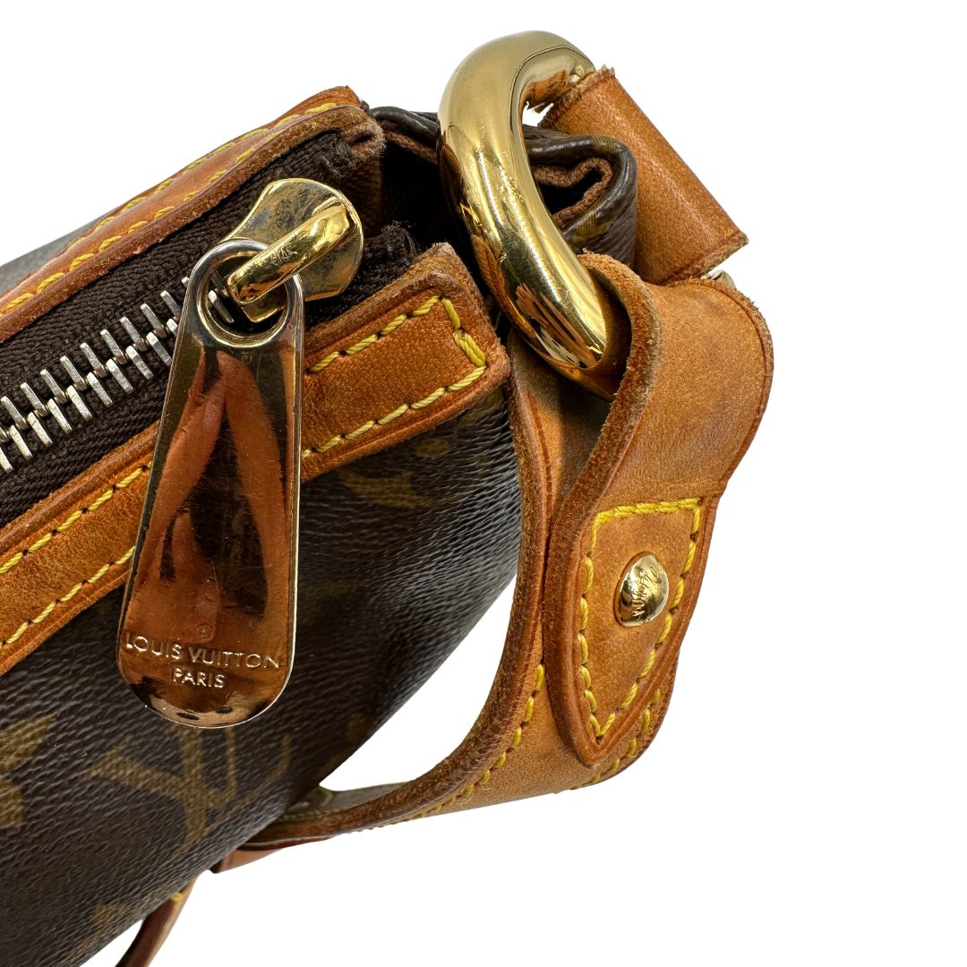  Borsa LV in canvas marrone monogram con finiture in vacchetta naturale