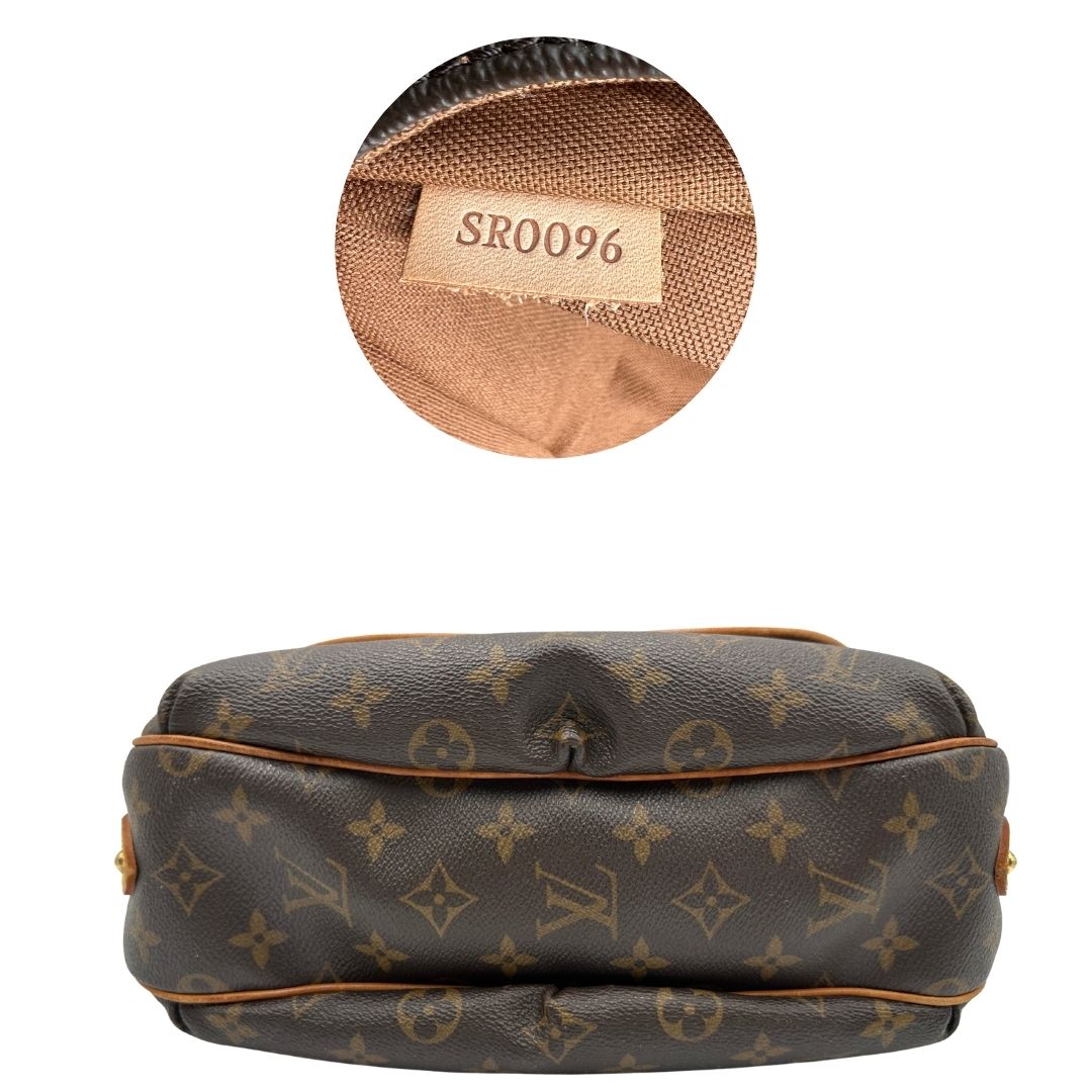 base  Borsa LV in canvas marrone monogram con finiture in vacchetta naturale 