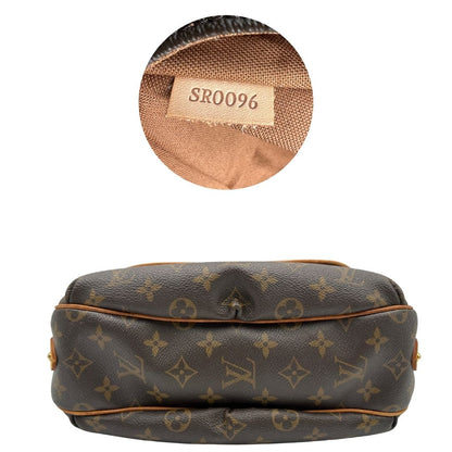 base  Borsa LV in canvas marrone monogram con finiture in vacchetta naturale 