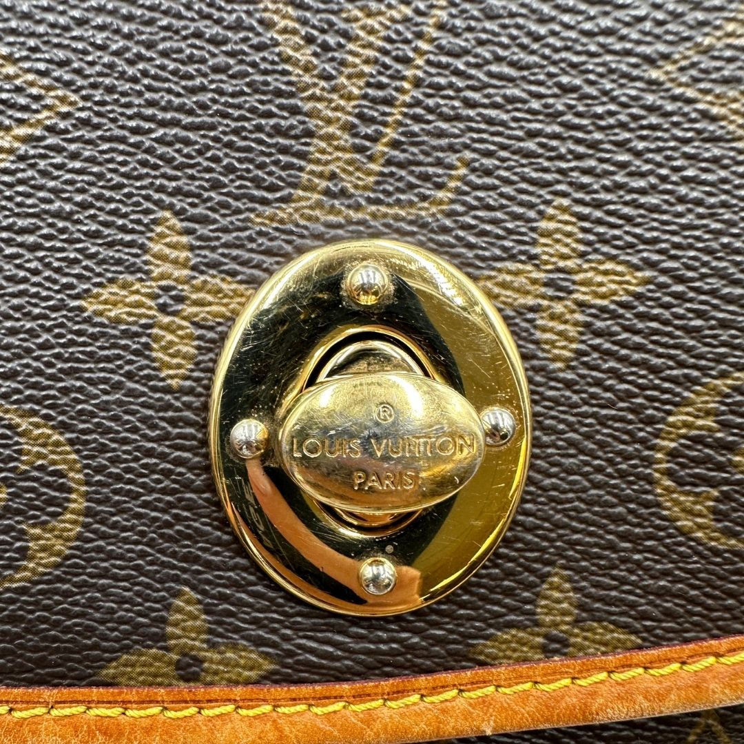  Borsa LV in canvas marrone monogram con finiture in vacchetta naturale