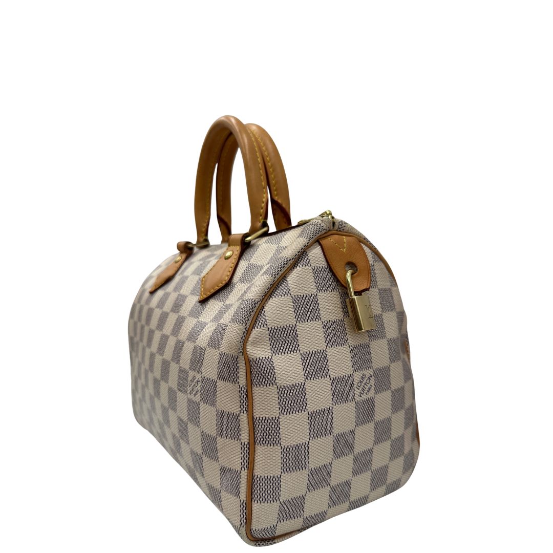 lato Borsa LV Speedy 25 in canvas damier azur 
