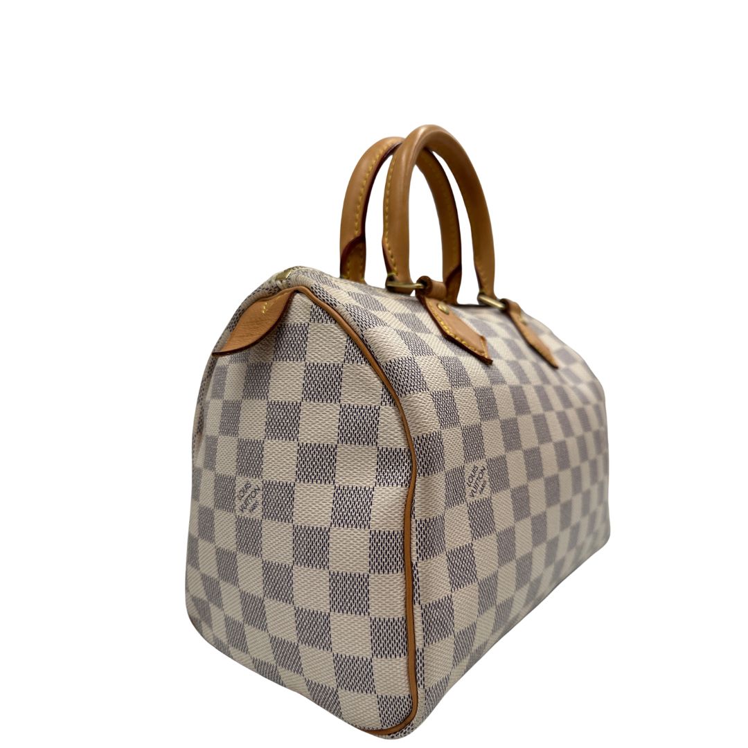 lato Borsa LV Speedy 25 in canvas damier azur 