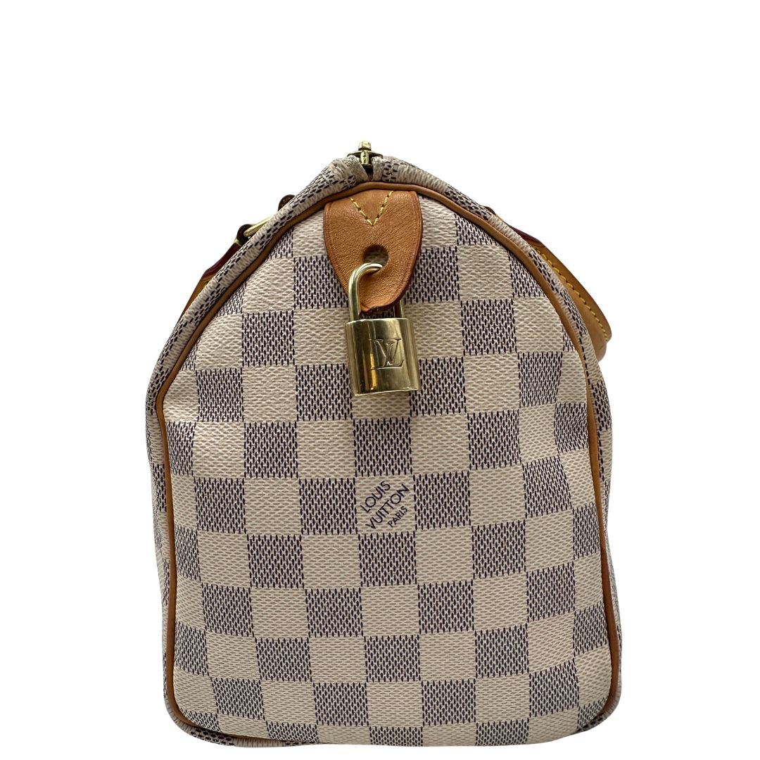 lato Borsa LV Speedy 25 in canvas damier azur 