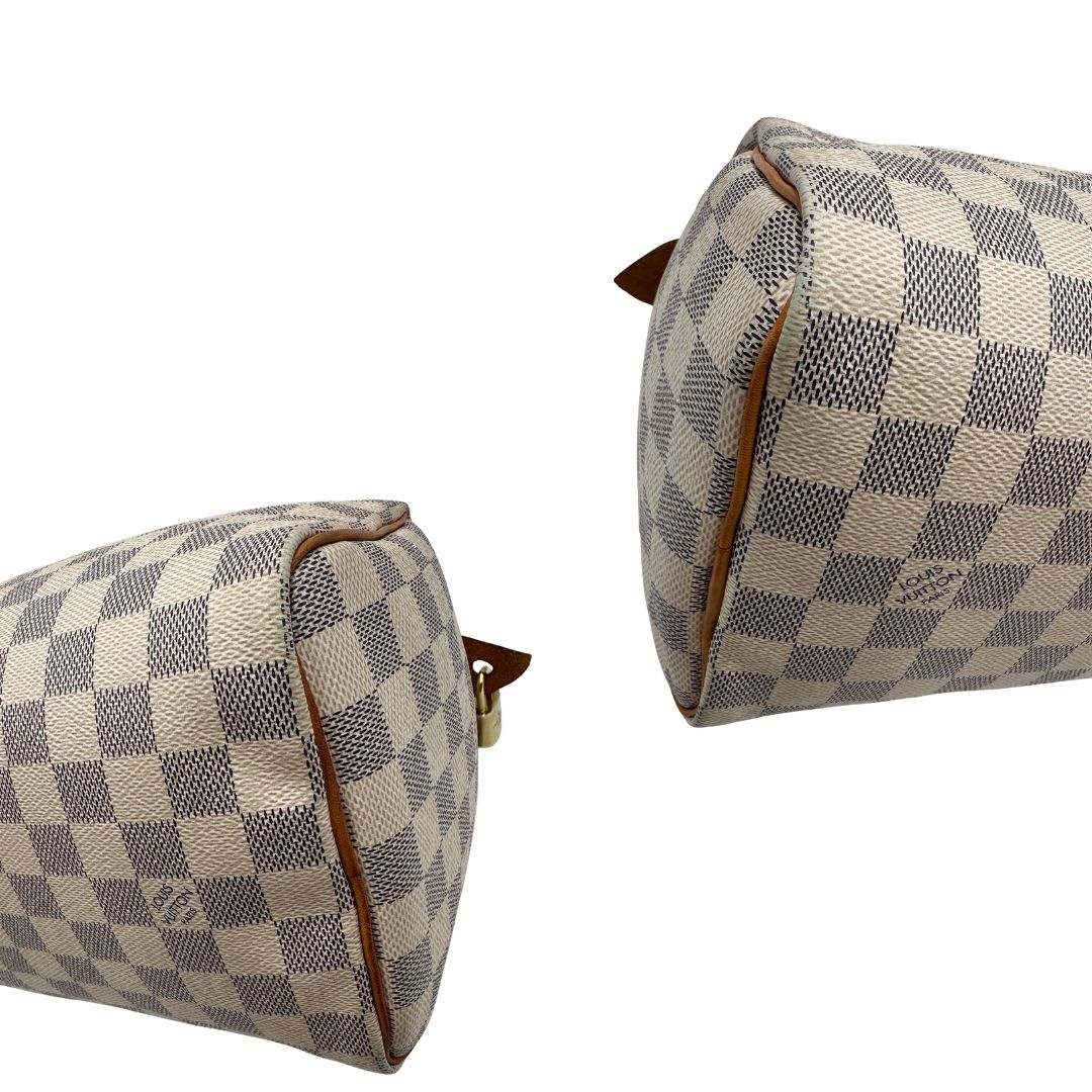 angoli Borsa LV Speedy 25 in canvas damier azur 