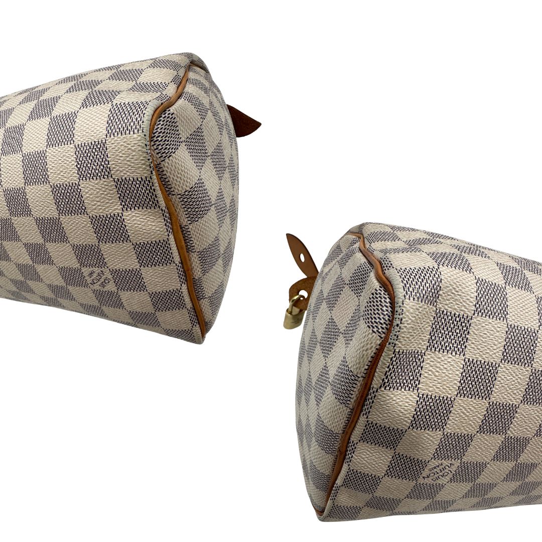 angoli Borsa LV Speedy 25 in canvas damier azur 