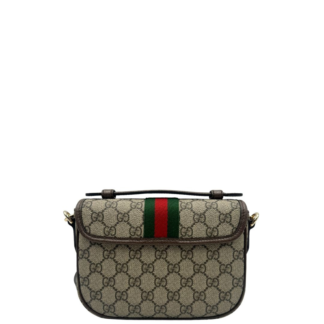 retro Tracolla Ophidia GG in canvas e pelle marrone, di lusso, eccellenti condizioni, usata 
