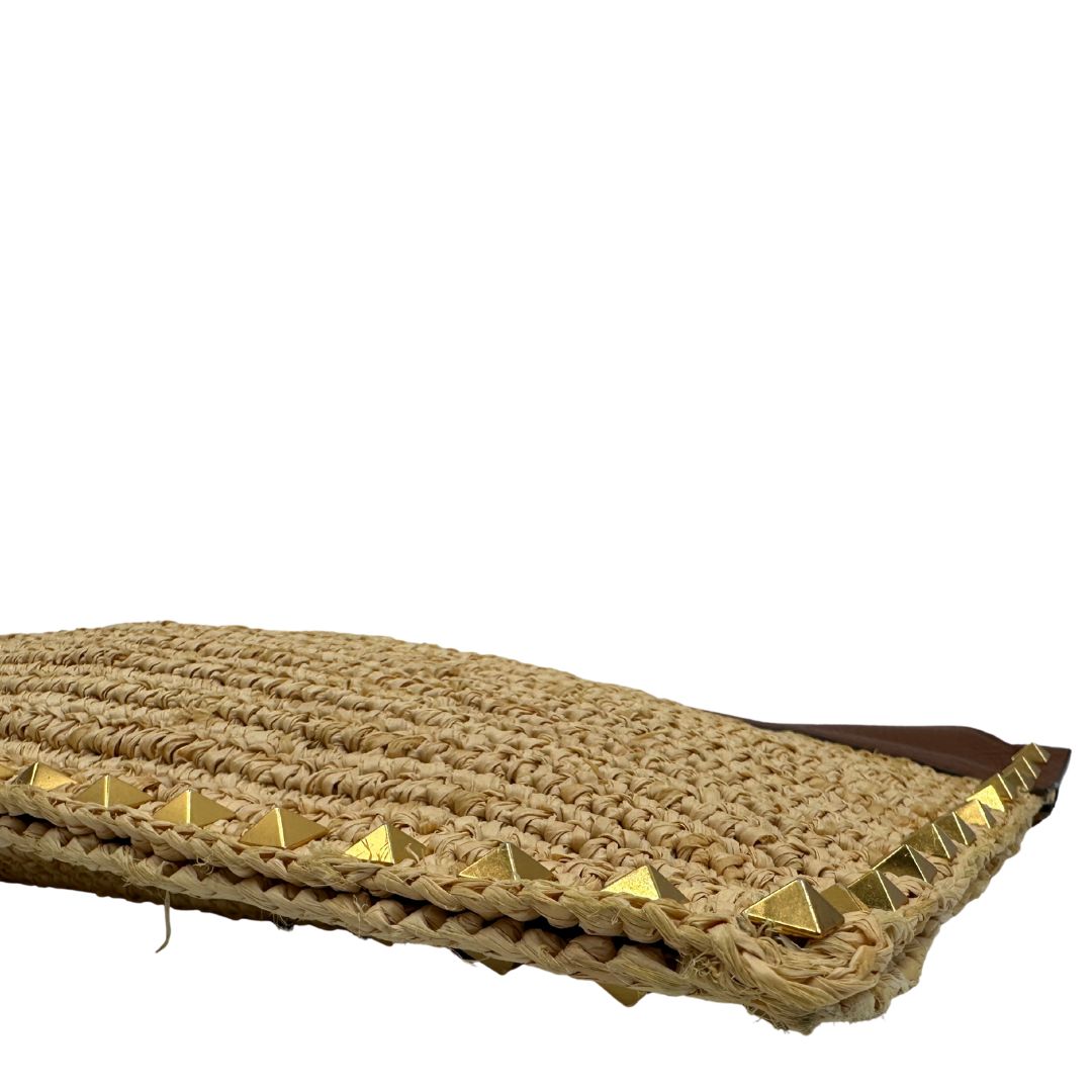 angoli  Pochette V.G. in paglia intrecciata beige 