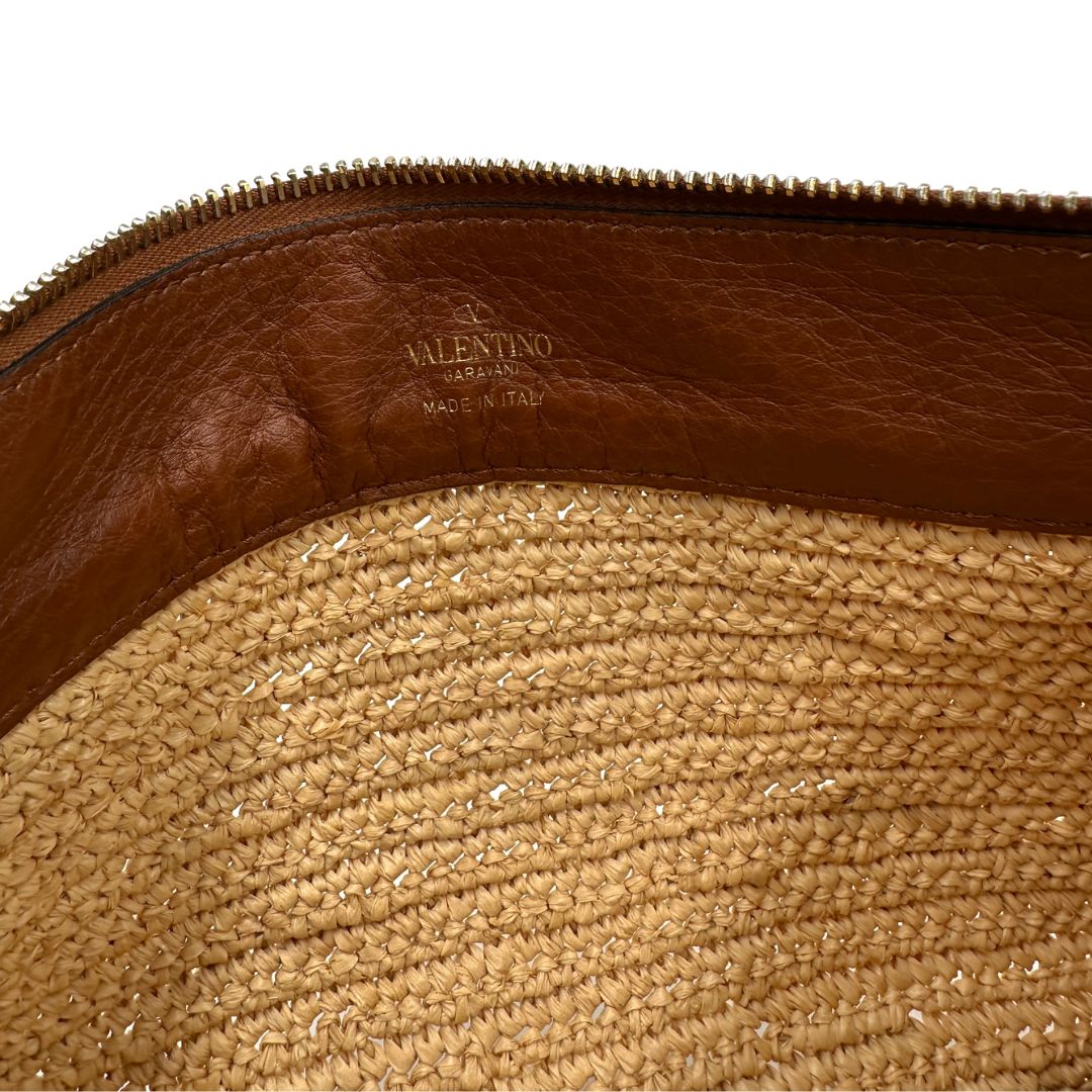  Pochette V.G. in paglia intrecciata beige