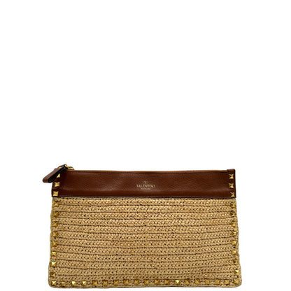 front  Pochette V.G. in paglia intrecciata beige 