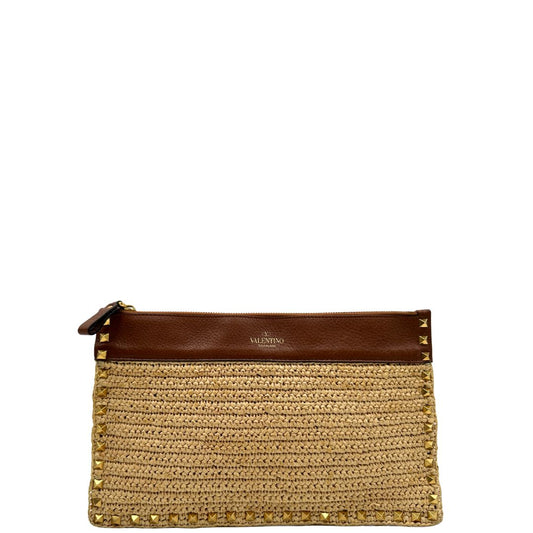 front  Pochette V.G. in paglia intrecciata beige 