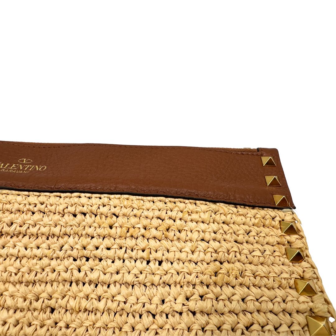  Pochette V.G. in paglia intrecciata beige