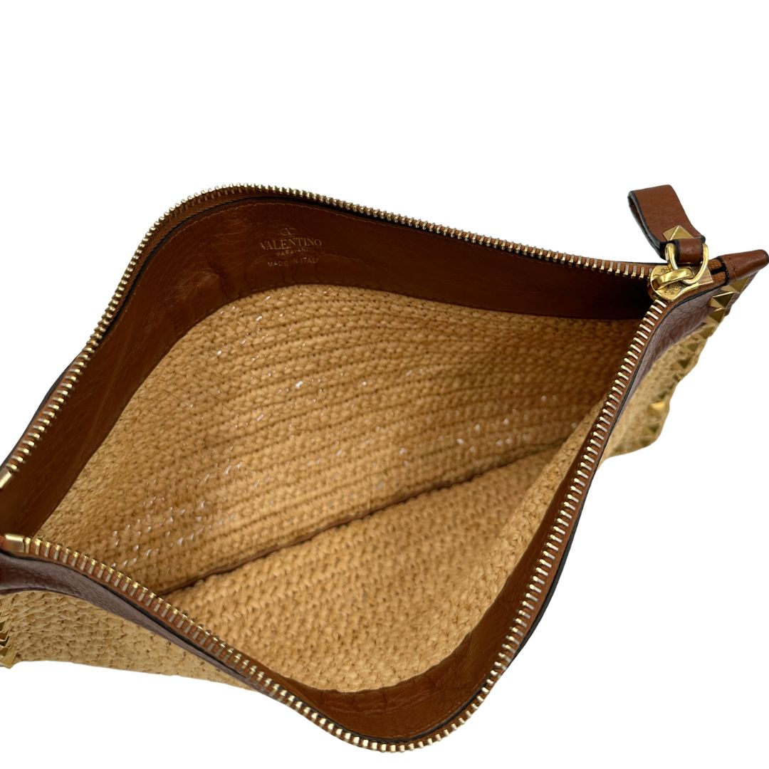 interno Pochette V.G. in paglia intrecciata beige